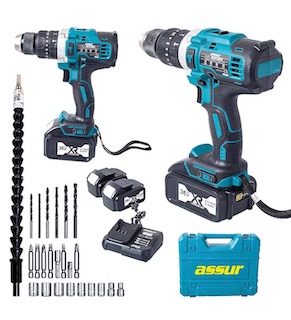 Assur Pro XR3650 36V 5 Ah Li-Ion Çift Akülü Darbeli Matkap Vidalama + 24 Parça Usta Seti