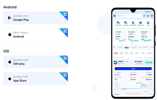 Gate.io kripto para uygulaması