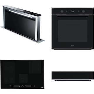 Franke FDW 908 Ib Xs Downdraft Davlumbaz FMY 808 I Fp Bk Ocak FMY 98 P Bk Fırın Black Glass Ankastre Set