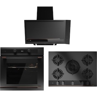 Teka - Infinity G1 Ankastre Set - (Hlb 85-G1 P Fırın + Gbc 75-G1 Gbc Ocak + DVI 88-G1 Eos Davlumbaz) - Mat Siyah - 20230031