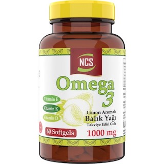 NCS Omega-3 Balık Yağı 1000 Mg 60 Yumuşak Kapsül Doğal Limon Aromalı