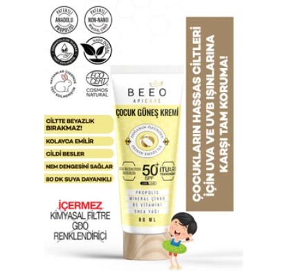 Bee' o Apicare Propolisli Çocuk Güneş Kremi SPF 50+ 80 ml