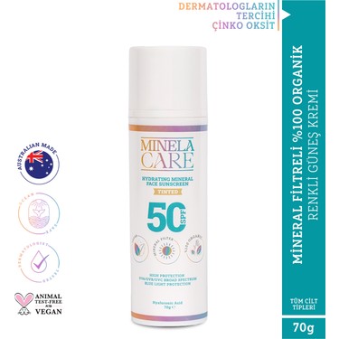 Minela Care Antiaging Organik Mineral Filtreli Yüz Güneş Kremi Spf 50 70 gr PA++++