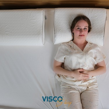 Visco Sleep Ortopedik Yastık Visco Yastık Atella Doğal Viskon Kılıflı Boyun Destekli Yastık 60 x 40 x 14-12 cm