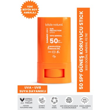 Bade Natural 50 SPF Mineral Filtreli ve Doğal Yüksek Korumalı Güneş Stick