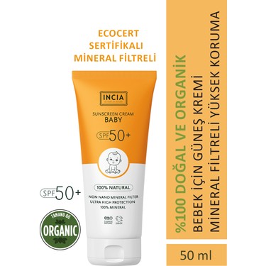 INCIA %100 Doğal Bebek Güneş Kremi SPF50 – 50 ml