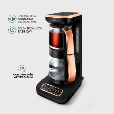 Karaca Robotea Pro Quartz 4 in 1 Konuşan Çay Makinesi Black Copper