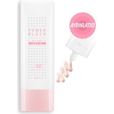MISSHA Ton Eşitleyici Aydınlatıcı Güneş Kremi 50ml A'PIEU Power Block Tone Up Base Pink SPF50+/PA++++