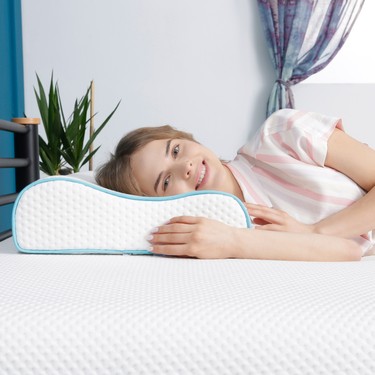 Viscofoam Yüksek Boyun Destekli Ortopedik Yastık Çift Boyun Destekli Visco Yastık - 60x40x14-12cm