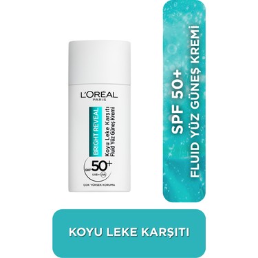L'Oréal Paris Bright Reveal Spf 50+ Koyu Leke Karşıtı Fluid Günlük Yüz Güneş Kremi 50ml Yüksek Koruma