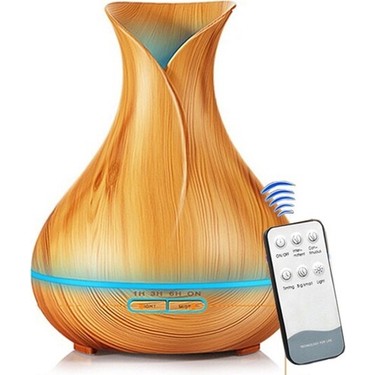 WINBEST 550 ml Aroma Difüzörü Buhar Ultrasonik Led Işıklı Oda Kokusu Hava Nemlendirici - Açık Kahverengi