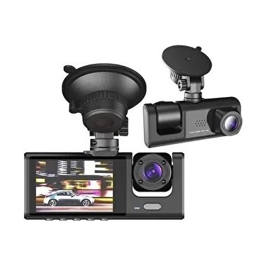 Torima Ta-01 Siyah 1080P Araç Içi 3 Kameralı LCD Ekranlı Gece Görüşlü, G-Sensör, Geri Görüş Kameralı Yol Kayıt Araç Kamerası