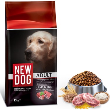 En İyi Köpek Maması Markaları ve Tavsiyeleri  - Newdog New Dog Kuzu Etli & Pirinçli Yetişkin Köpek Maması 15 kg