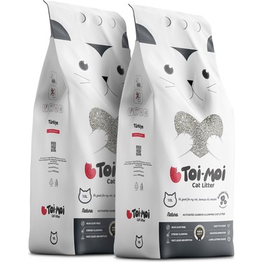 Toi Moi 2’li Avantajlı Paket - Aktif Karbonlu Sodyum Bentonit Kedi Kumu 2X10 Kg (20 Kg)