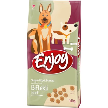 En İyi Köpek Maması Markaları ve Tavsiyeleri  - Enjoy Biftekli Köpek Maması 15 kg